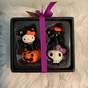 Hello Kitty Sanrio Halloween Salt & Pepper Shakers Black White Orange